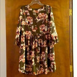 Pink Lily navy green floral print dress